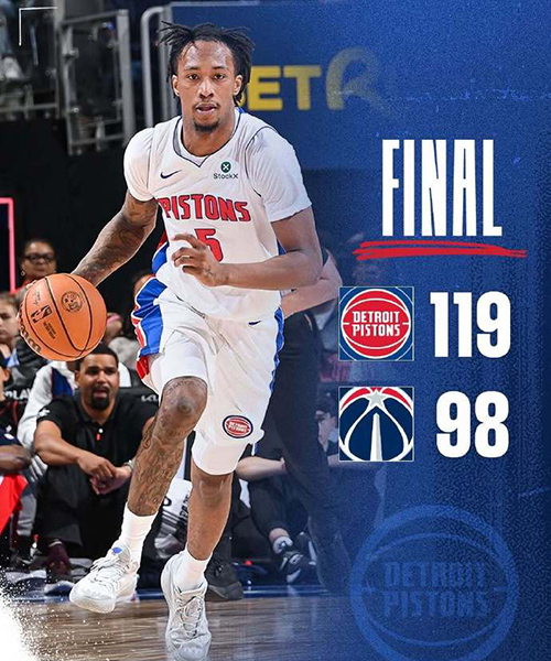 季前赛-活塞119-98轻取奇才 杰伦-杜伦20+6 坎宁安16+12