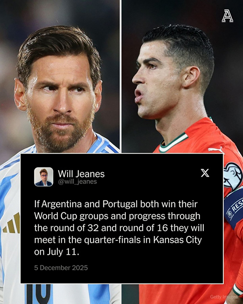 阿根廷葡萄牙若小组头名出线,<a href=/star/football/119.html target=_blank class=infotextkey>梅西</a>C罗1/4决赛将提前相遇