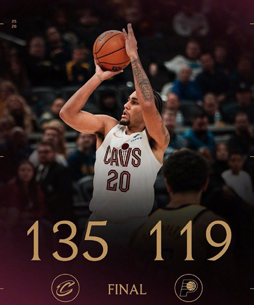 骑士135-119轻取步行者,米切尔43分末节16分,泰森27+11