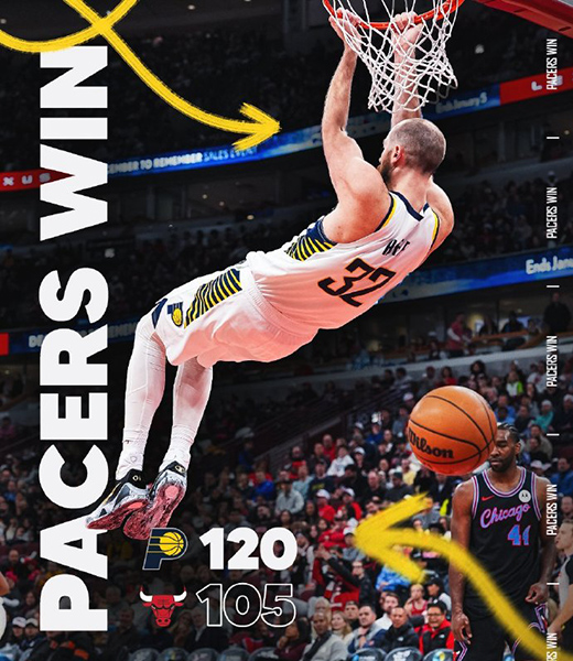 步行者120-105送公牛6连败,西亚卡姆36+9,马图林28+5